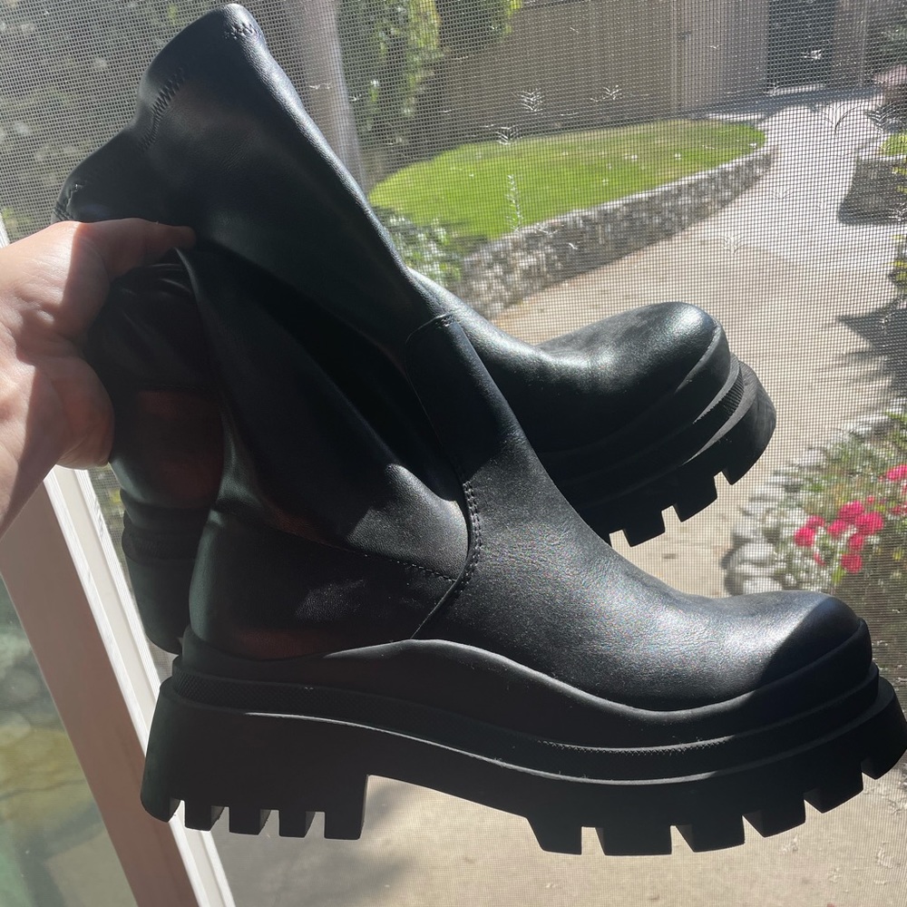 Zara Low Heeled Lug Sole Ankle Boots